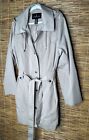 London Fog Women’s Trench Coat Rain Jacket Hood Khaki Beige, size XL, RN# 79675