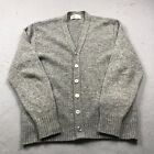 VINTAGE Winona Knits Sweater Mens Large Gray Wool Grandpa Cardigan Knit Made USA