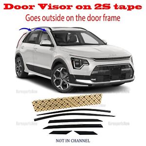 2S Tape Smoke Dark Door Window Vent Visor Deflector ⭐6pcs⭐ Kia Niro 2023-2024 (For: 2023 Kia Niro)