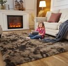 Super Soft Rug Living Room, Area Rugs for Bedroom 8x10 Tie Dyed Brown Fluffy