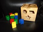 MELISSA & DOUG WOODEN SHAPE SORTING CUBE WITH 10 SHAPES #575