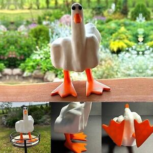 3D Garden Yard Art Decor Duck You Middle Finger Duck Statue Little Duck Figurine