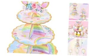 Cupcake Stand - Birthday Party Decorations for Girls Kids 3-Tier Unicorn