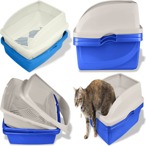 Large Sifting Cat Litter Box Pan Self Clean Slotted Frame Top Scatter UrineSpray