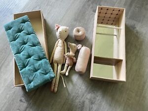 🔥 RARE RETIRED Maileg® Cat and Mouse Ballet Shoe Box Set with Bed and Cushions