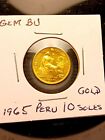 Gem BU 1965 Gold Peru 10 Soles, Only 14,000 minted, ( NGC World Value:  $1850 )