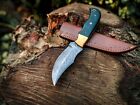 Custom Handmade Damascus steel hunting knife Micarta & leather sheath