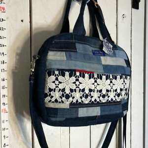 Laptop bag cross body patchwork with embroidery with extra straps