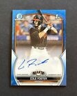 2023 Bowman Chrome Draft Cole Foster Blue Wave Refractor 1st Auto #034/150
