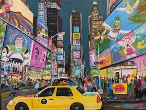 New Listing NYC Times Square at night Urban landscape/cityscape acrylic on canvas painting