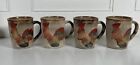 Set of 4 OTAGIRI Vintage Cups Mugs Colorful Roosters Brown 8 OZ FLAWLESS