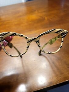 Vintage 50s Cat Eye Glasses Eyeglasses Art Craft Mod Style Retro Stripes Rare
