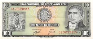 Peru  100  Soles De Oro  16.5.1974  Series  G  Circulated Banknote G9