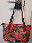 Sakroots Floral Purse Tote Coated Canvas Dusty Pink/Salmon w/ Bag Charm - Nice!