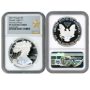 2021 W SILVER EAGLE S$1 HERALDIC TYPE 1 NGC PF70 U CAMEO FIRST DAY OF ISSUE
