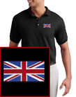 British Flag EMBROIDERED Union Jack Black Polo Shirt England UK *NEW*