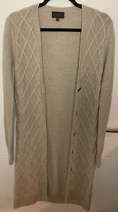 Pure collection cashmere Lambswool Mix Long Cardigan Cable Knit Vintage Style,