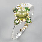 925 Sterling Silver Ring Natural Peridot chrome diopside vintage style/ RVS370