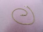 14k Solid Yellow Gold Rope Chain Bracelet w/ Barrel Clasp 7.25