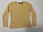 Vtg Liz Claiborne Size S Ribbed Knit Long Sleeve Yellow Pullover Top Shirt 1990s