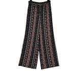 Forever 21 Wide Leg Palazzo Pants Black Floral High Rise Lightweight BOHO SZ S