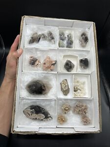 Colorado Mixed Flat, Minerals, Crystals 30+ Pieces - Smoky Quartz, Microcline +