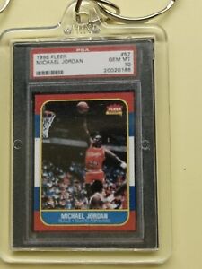MICHAEL JORDAN Rookie Card 1986 Fleer PSA 10 Slab Copy Keychain Rc 2 For $25🔥