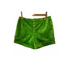 Vintage crushed velvet lime green shorts hot pants