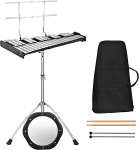 32 Note Professional Glockenspiel Bell Kit, Percussion Xylophone with Adjustable
