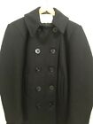 US Navy Vintage Wool Overcoat Pea Coat Peacoat Mens Coat 36 Black Military USA