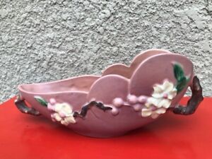 Vintage Roseville Pottery #329-10 Apple Blossom pink Console Bowl