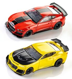 AFX Mega G+ Double-Deal Camaro & Shelby GT500 HO Slot Cars (2 cars) #22075-22077