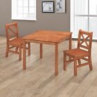 eHemco 3 Piece Kids Table and 2 X-Back Chairs Set Solid Hard Wood (Collectible)