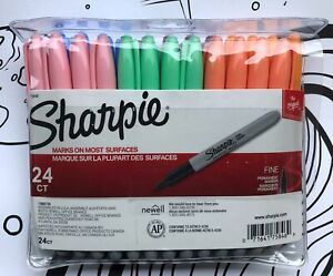 Sharpie Permanent Markers, Fine Point, Assorted Pastel Colors, 24 Count_Fine Tip