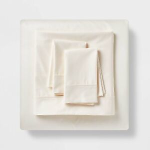 Queen 500 Thread Count Tri-Ease Solid Sheet Set Ivory - Threshold