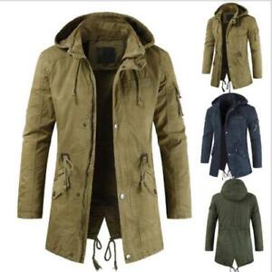 Winter Men's Warm Hooded Back Split Zipper Trench Coat Outwear Jacket Thick D
