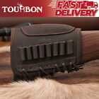 TOURBON Leather Rifle Buttstock Cover Ammo Pouch Hunting Cheek Riser Rest Sleeve
