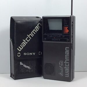 Vintage Sony Watchman FD-20A Mini Portable Analog TV Marshall Fields With Case