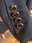 Canali Navy Blue Blazer, Gold Logo Buttons, Smooth Worsted Wool, Size 44 Long