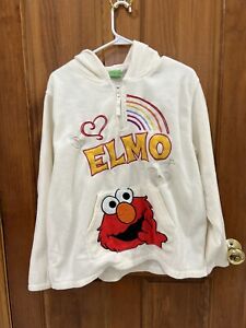 Sesame Street Elmo Fleece Hoodie Pullover Sweatshirt Embroidered Girls XL