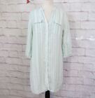 Malvin Hamburg Germany I Love Linen Minimalist Stripe Button Down Shirt Dress XL