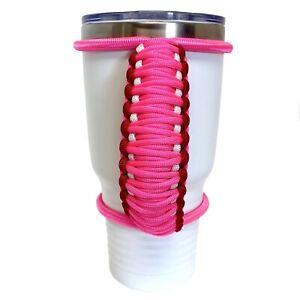 30/40oz Stretchable Paracord Tumbler Handle, Pink White Red, Valentine’s Day