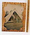 GROUP of UNION CIVIL WAR UNIFORMED SOLDIERS in TENT ENLARGED PHOTOGRAPH / PRINT