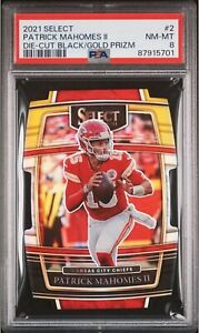 New Listing2021 Select Prizm Black and Gold Die Cut #2 Patrick Mahomes II PSA 8