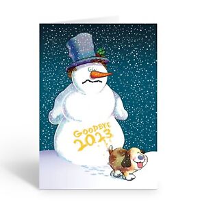 Goodbye 2023 Snowman Happy New Year Card -18 New Year Cards & Envelopes