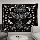 Moth Tapestry Moon Phase And Stars Black And White Moon Phase