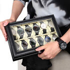 12 Slots PU Leather Wrist Watch Display Box Storage Holder Organizer Case US