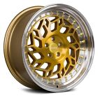 F1R R32 Wheels 18x8.5 (40, 5x112, 66.56) Gold Rims Set of 4