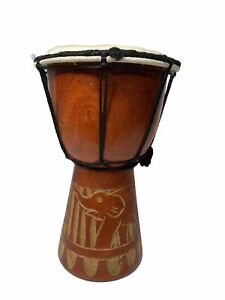 Djembe Percussion Bongo Wood Base Street Hand Drum Freestyle 12” Tall Handmade