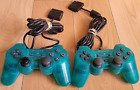 Lot of 2 Official OEM Sony PlayStation 2 PS2 Controller Green SCPH-10010 TESTED